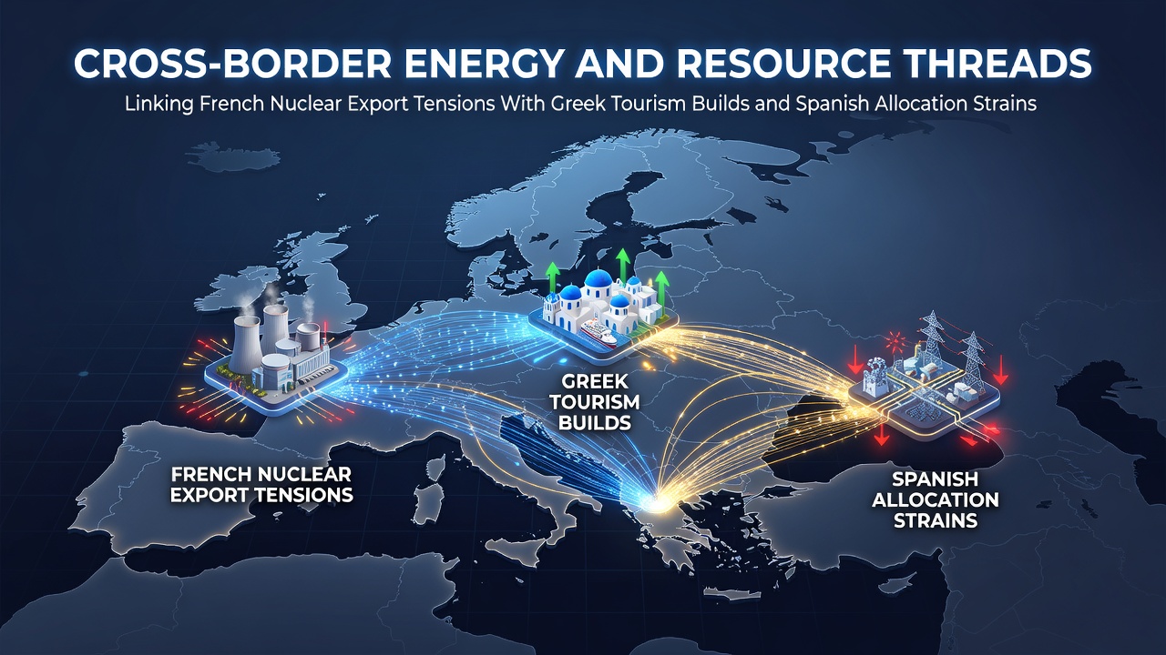 Interlinked European Resource Pressures: Examining French Nuclear Trade Issues Alongside Greek Construction Growth and Spanish Distribution Pressures