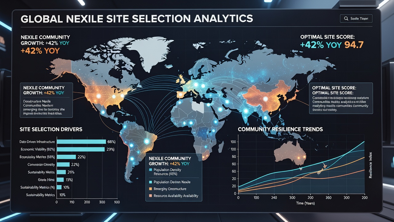 Interactive mapping interface showing overlay of infrastructure data and projected growth zones for new Nexile developments